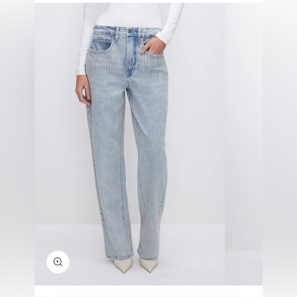 GOOD ’90s DIAMOND FRINGE RELAXED JEANS Size 10